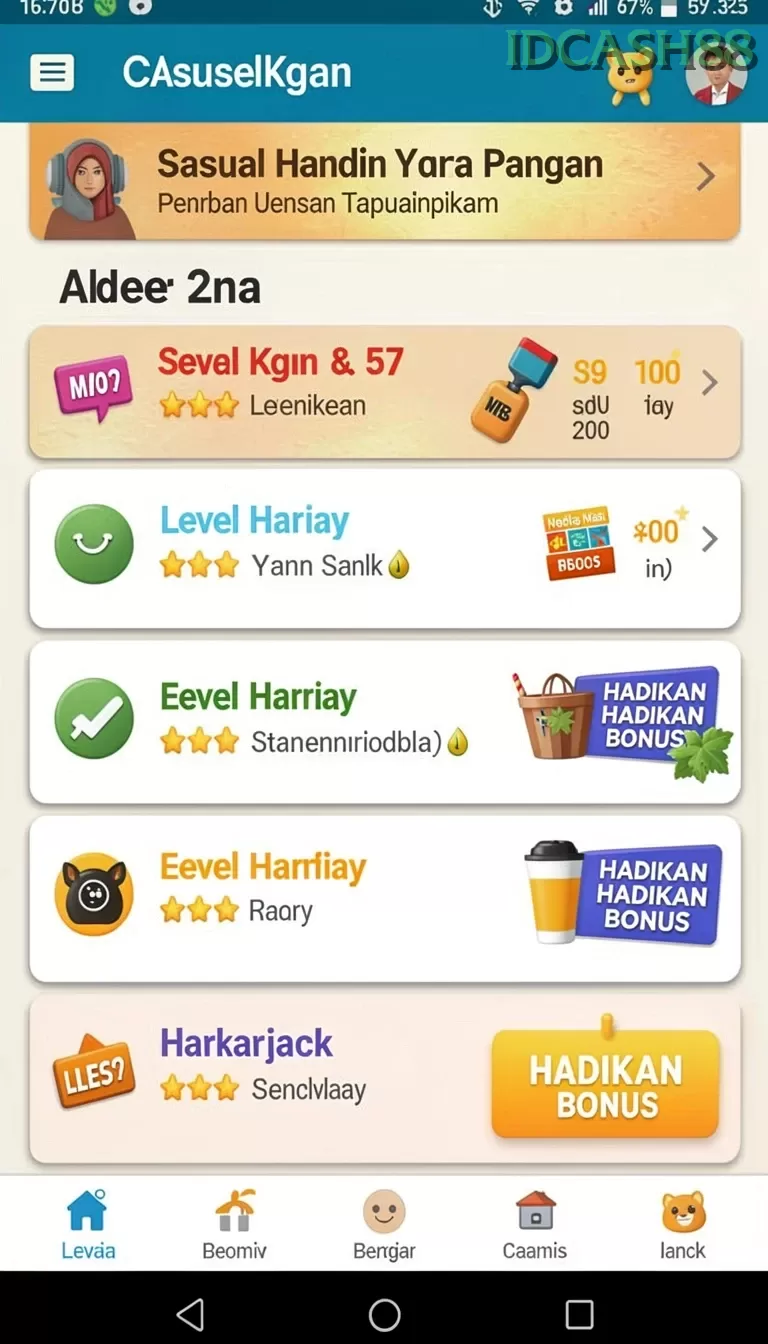 Cuplikan layar API88 — menu navigasi